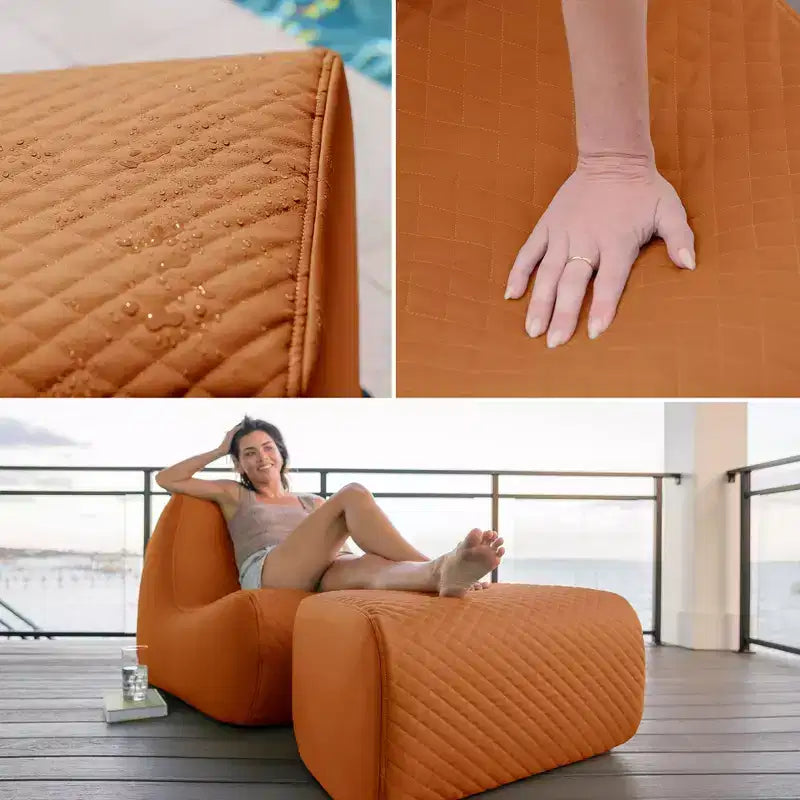 Ensemble de mobilier de jardin Big Joe Solvana, canapé en cuir surpiqué de silicone doux au toucher et résistant aux intempéries, sectionnel 7 pièces, couleur sable miel