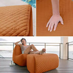 Ensemble de mobilier de jardin Big Joe Solvana, canapé en cuir surpiqué de silicone doux au toucher et résistant aux intempéries, sectionnel 7 pièces, couleur sable miel