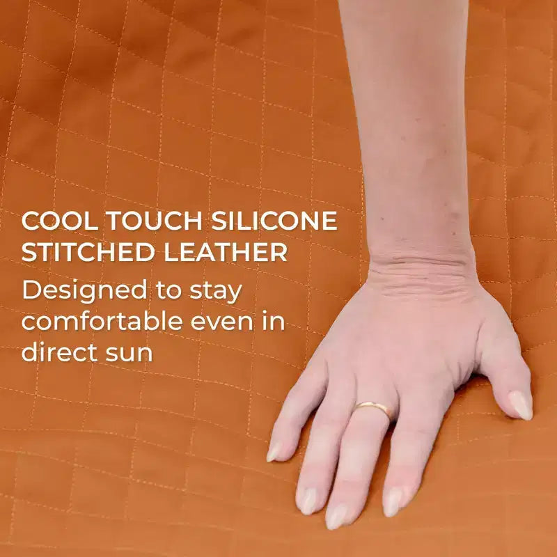 Ensemble de mobilier de jardin Big Joe Solvana, canapé en cuir surpiqué de silicone doux au toucher et résistant aux intempéries, sectionnel 7 pièces, couleur sable miel