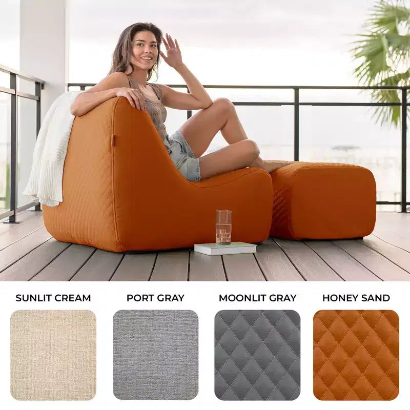 Ensemble de mobilier de jardin Big Joe Solvana, canapé en cuir surpiqué de silicone doux au toucher et résistant aux intempéries, sectionnel 7 pièces, couleur sable miel