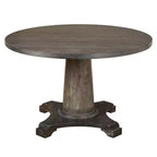Angelo:Ensemble de salle à manger traditionnel 5 pièces Ariana gris : chaises rembourrées, bois d'hévéa, table à piédestal