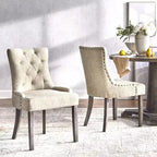 Angelo:Ensemble de salle à manger traditionnel 5 pièces Ariana gris : chaises rembourrées, bois d'hévéa, table à piédestal