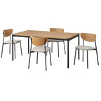 Lifestorey 5pc Jari Mid Century Modern Rectangular Dining Set Oak/Black