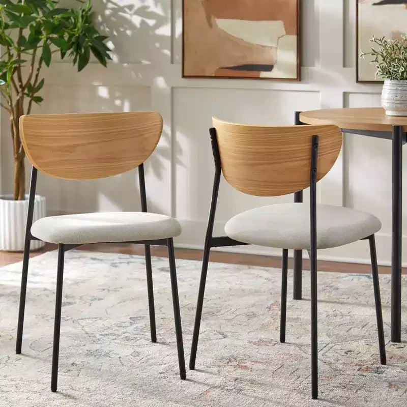 Ensemble de salle à manger rectangulaire Lifestorey Jari Mid-Century Modern 5 pièces chêne/noir
