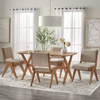 Ensemble de salle à manger Lifestorey 5 pièces Baywood en bois massif chêne clair/beige de style Mid-Century