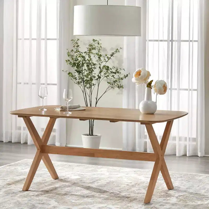 Ensemble de salle à manger Lifestorey 5 pièces Baywood en bois massif chêne clair/beige de style Mid-Century