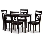 5pc Rosie Modern Dining Set: Faux Leather, X-Back Chairs, Rectangular Table - Baxton Studio