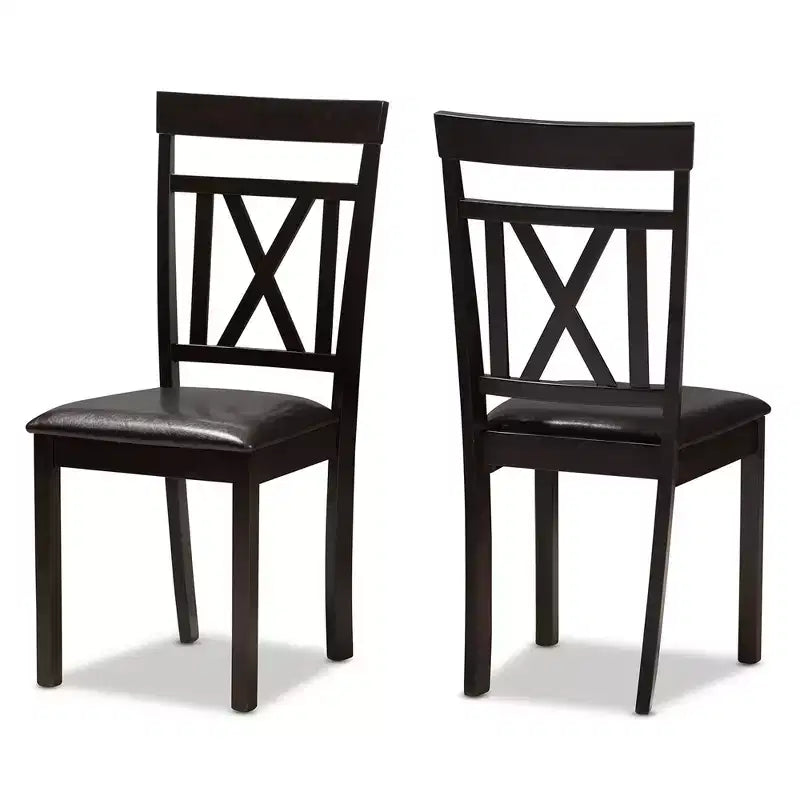 Ensemble de salle à manger moderne 5 pièces Rosie : similicuir, chaises à dossier en X, table rectangulaire - Baxton Studio