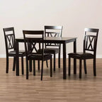 Ensemble de salle à manger moderne 5 pièces Rosie : similicuir, chaises à dossier en X, table rectangulaire - Baxton Studio