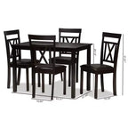 Ensemble de salle à manger moderne 5 pièces Rosie : similicuir, chaises à dossier en X, table rectangulaire - Baxton Studio