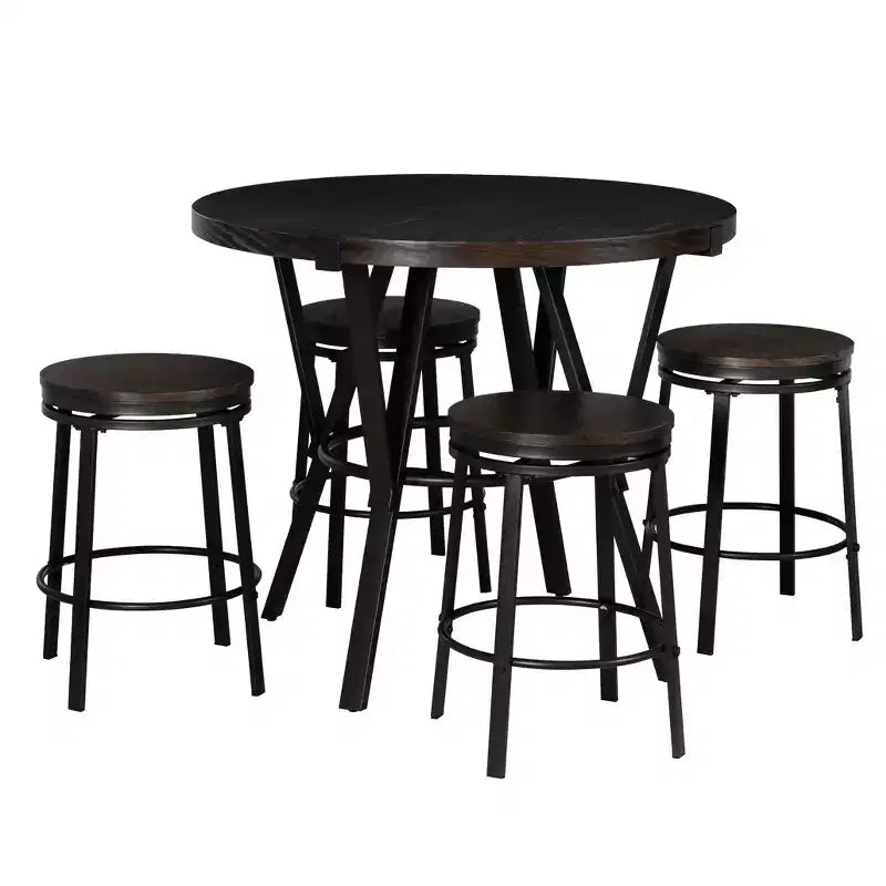 Powell 5pc Galway Round Dining Set Charcoal