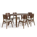 HOMES: Inside + Out 7pc Sandy Cove Mid-Century Modern Oval Dining Room Set Walnut