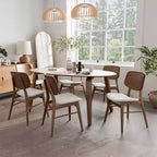 MAISONS : Intérieur et extérieur, ensemble de salle à manger ovale moderne du milieu du siècle Sandy Cove de 7 pièces en noyer