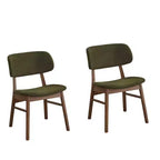 Lifestorey Rory Ensemble de salle à manger rectangulaire 5 pièces du milieu du siècle, noyer/noir/vert : 4 chaises rembourrées