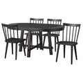 Lifestorey 5pc Edmonton Farmhouse Extendable Dining Set with Solid Wood Chairs Matte Black