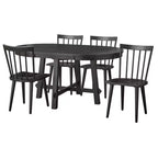 Lifestorey 5pc Edmonton Farmhouse Extendable Dining Set with Solid Wood Chairs Matte Black