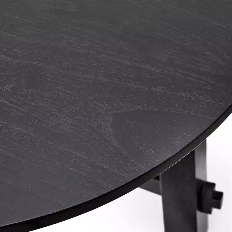 Ensemble de salle à manger extensible 5 pièces Lifestorey Edmonton Farmhouse avec chaises en bois massif noir mat