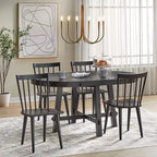 Ensemble de salle à manger extensible 5 pièces Lifestorey Edmonton Farmhouse avec chaises en bois massif noir mat