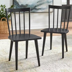Ensemble de salle à manger extensible 5 pièces Lifestorey Edmonton Farmhouse avec chaises en bois massif noir mat