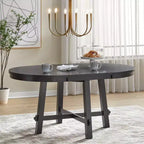 Ensemble de salle à manger extensible 5 pièces Lifestorey Edmonton Farmhouse avec chaises en bois massif noir mat