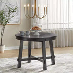 Ensemble de salle à manger extensible 5 pièces Lifestorey Edmonton Farmhouse avec chaises en bois massif noir mat