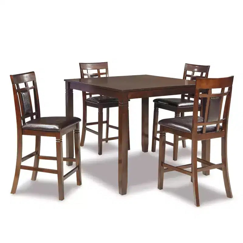 Bennox Counter Height Dining Table Set Brown: Faux Leather Stools, 5-Piece - Signature Design by Ashley