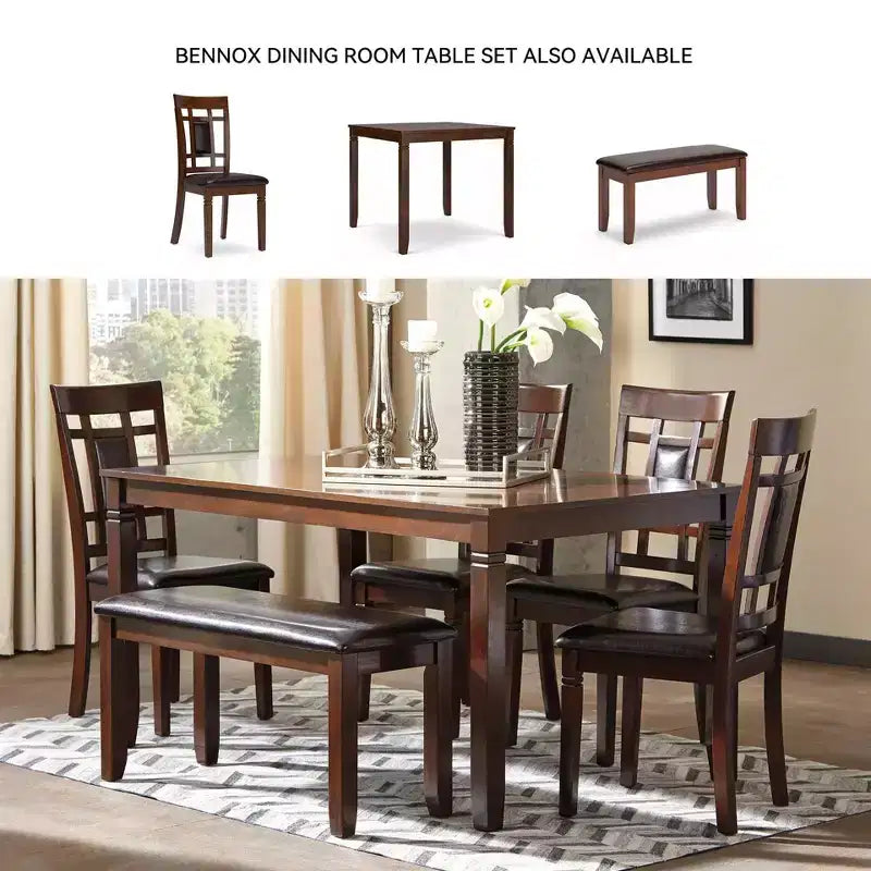 Ensemble de table à manger hauteur comptoir Bennox marron : Tabourets en similicuir, 5 pièces - Signature Design by Ashley