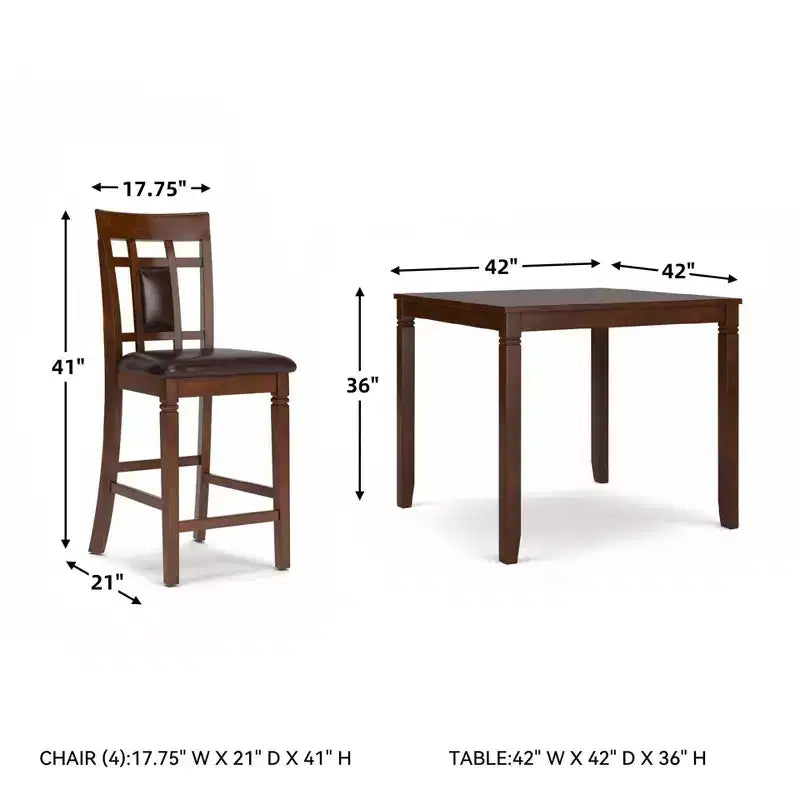 Ensemble de table à manger hauteur comptoir Bennox marron : Tabourets en similicuir, 5 pièces - Signature Design by Ashley