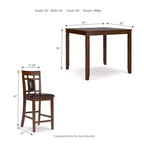 Ensemble de table à manger hauteur comptoir Bennox marron : Tabourets en similicuir, 5 pièces - Signature Design by Ashley