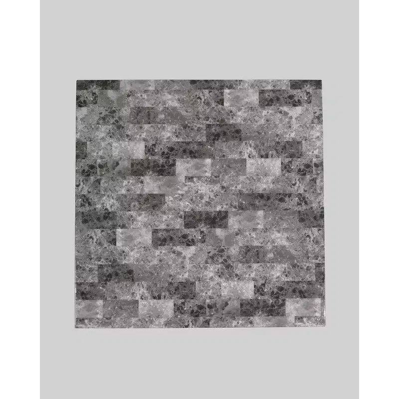 Ensemble table à manger noir pour 4 personnes : Plateau carré contemporain en faux marbre, sièges rembourrés en vinyle, hauteur comptoir, ensemble de 5 pièces