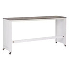 Ensemble de salle à manger console roulante en bois massif Powell Adams avec 3 tabourets rembourrés en tissu beige - Blanc : table rectangulaire, gigogne, non extensible