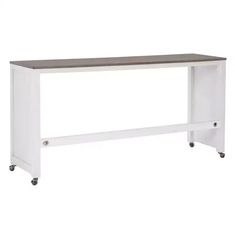 Ensemble de salle à manger console roulante en bois massif Powell Adams avec 3 tabourets rembourrés en tissu beige - Blanc : table rectangulaire, gigogne, non extensible