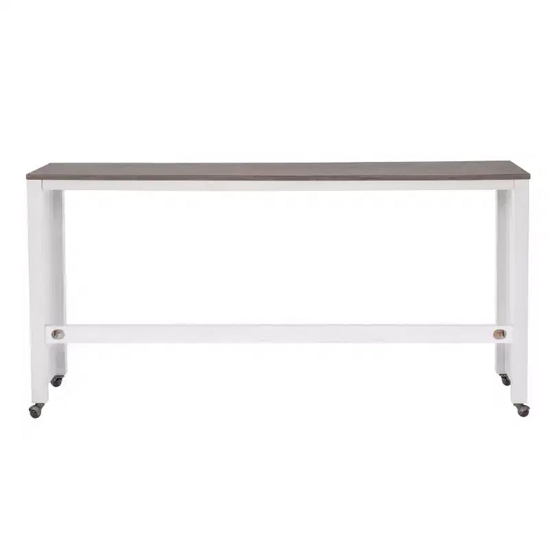 Ensemble de salle à manger console roulante en bois massif Powell Adams avec 3 tabourets rembourrés en tissu beige - Blanc : table rectangulaire, gigogne, non extensible