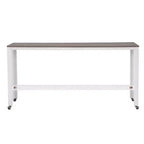 Ensemble de salle à manger console roulante en bois massif Powell Adams avec 3 tabourets rembourrés en tissu beige - Blanc : table rectangulaire, gigogne, non extensible