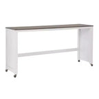 Ensemble de salle à manger console roulante en bois massif Powell Adams avec 3 tabourets rembourrés en tissu beige - Blanc : table rectangulaire, gigogne, non extensible