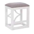 Ensemble de salle à manger console roulante en bois massif Powell Adams avec 3 tabourets rembourrés en tissu beige - Blanc : table rectangulaire, gigogne, non extensible