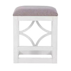Ensemble de salle à manger console roulante en bois massif Powell Adams avec 3 tabourets rembourrés en tissu beige - Blanc : table rectangulaire, gigogne, non extensible