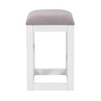 Ensemble de salle à manger console roulante en bois massif Powell Adams avec 3 tabourets rembourrés en tissu beige - Blanc : table rectangulaire, gigogne, non extensible
