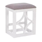 Ensemble de salle à manger console roulante en bois massif Powell Adams avec 3 tabourets rembourrés en tissu beige - Blanc : table rectangulaire, gigogne, non extensible