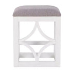 Ensemble de salle à manger console roulante en bois massif Powell Adams avec 3 tabourets rembourrés en tissu beige - Blanc : table rectangulaire, gigogne, non extensible