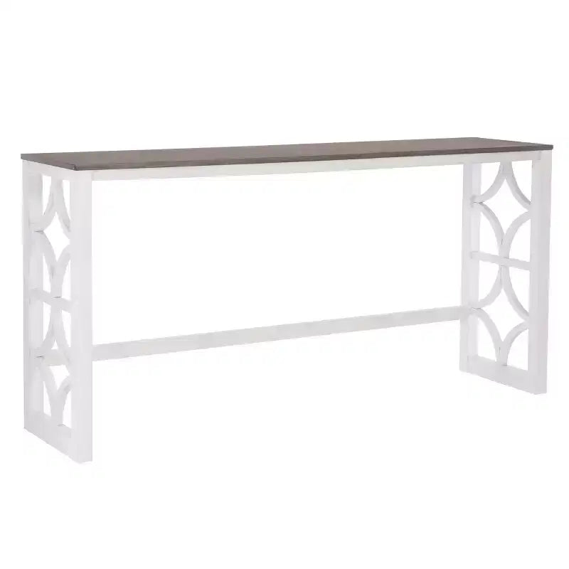 Ensemble de salle à manger console roulante en bois massif Powell Adams avec 3 tabourets rembourrés en tissu beige - Blanc : table rectangulaire, gigogne, non extensible