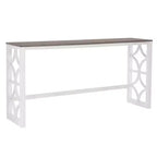 Ensemble de salle à manger console roulante en bois massif Powell Adams avec 3 tabourets rembourrés en tissu beige - Blanc : table rectangulaire, gigogne, non extensible