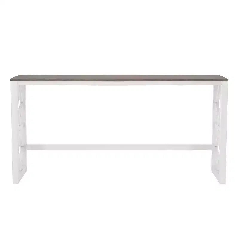 Ensemble de salle à manger console roulante en bois massif Powell Adams avec 3 tabourets rembourrés en tissu beige - Blanc : table rectangulaire, gigogne, non extensible