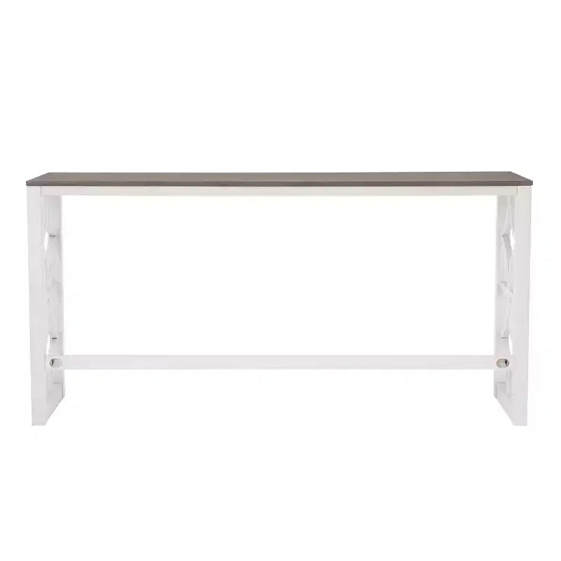 Ensemble de salle à manger console roulante en bois massif Powell Adams avec 3 tabourets rembourrés en tissu beige - Blanc : table rectangulaire, gigogne, non extensible