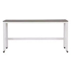 Ensemble de salle à manger console roulante en bois massif Powell Adams avec 3 tabourets rembourrés en tissu beige - Blanc : table rectangulaire, gigogne, non extensible