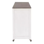 Ensemble de salle à manger console roulante en bois massif Powell Adams avec 3 tabourets rembourrés en tissu beige - Blanc : table rectangulaire, gigogne, non extensible