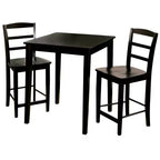 Set of 3 30" Square Counter Height Table with 2 Madrid Dining Sets Black - International Concepts: Solid Wood, Non-Extension