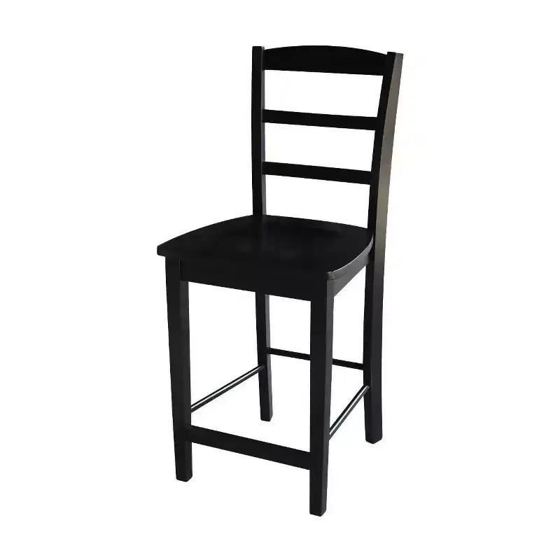 Ensemble de 3 tables carrées de 76 cm de hauteur de comptoir avec 2 ensembles de salle à manger Madrid noirs - International Concepts : Bois massif, non extensible