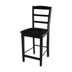 Ensemble de 3 tables carrées de 76 cm de hauteur de comptoir avec 2 ensembles de salle à manger Madrid noirs - International Concepts : Bois massif, non extensible