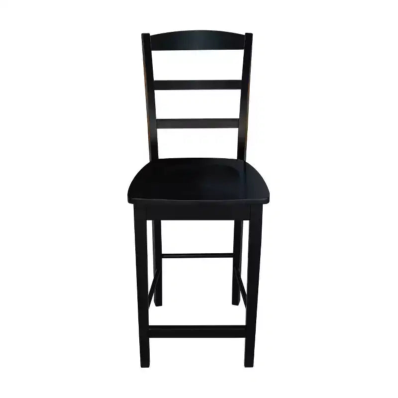 Ensemble de 3 tables carrées de 76 cm de hauteur de comptoir avec 2 ensembles de salle à manger Madrid noirs - International Concepts : Bois massif, non extensible